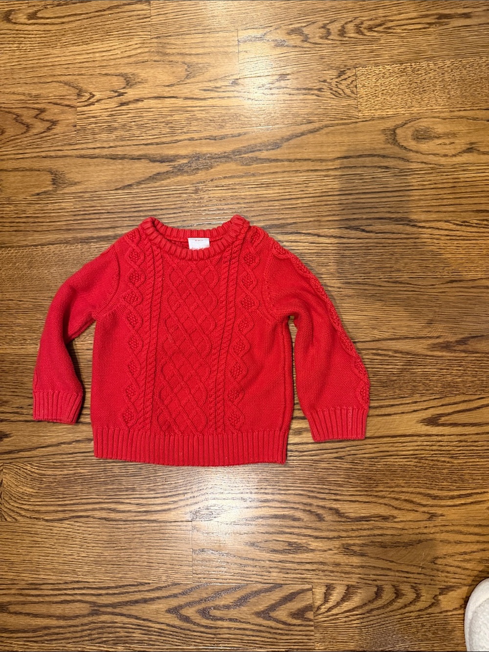 Red Cable-Knit Toddler Sweater